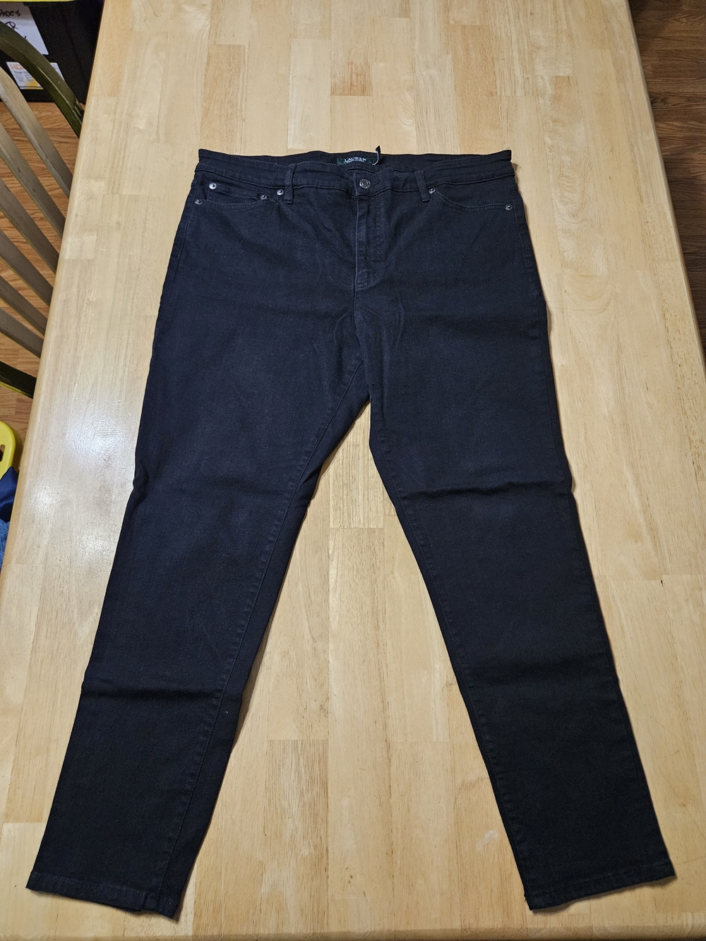 Lauren Ralph Lauren Womens Premier Super Crop Pants Black 16W Skinny Stretch @B1